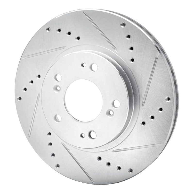 Mitsubishi Endeavor Brake Rotor (1) - Front Right - R1 Concepts - Drilled & Slotted - Silver - `04-`11